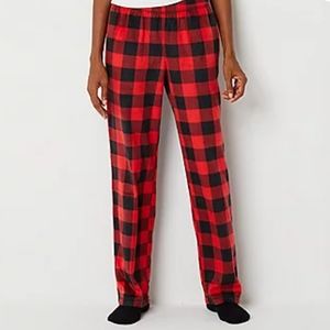 SUPER SOFT Red Black white check flannel pajama pants socks set gift XL 16 18